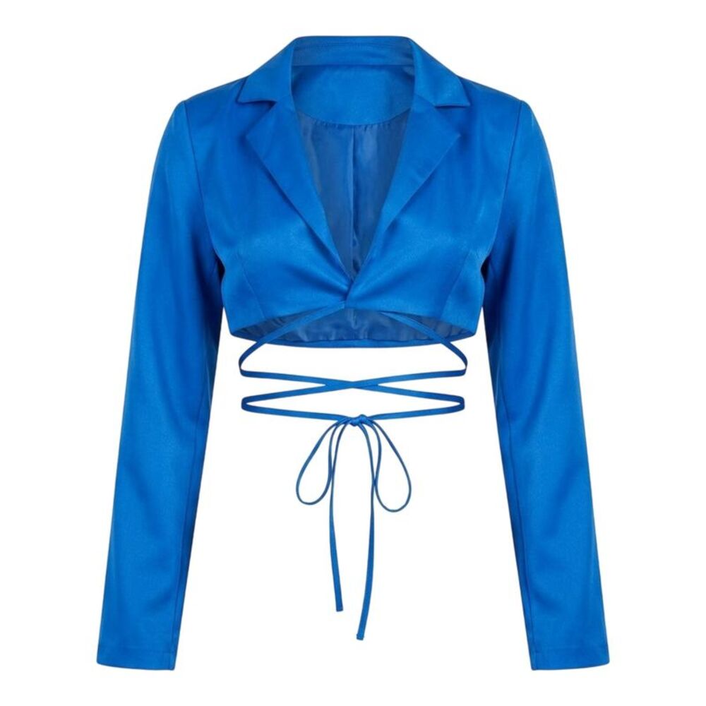 Missy Empire Womens/Ladies Tie Detail Cropped Blazer / Blue